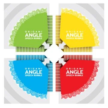 Openwork napkin, origami angle speech bubble. Price tag template for catalog Stock Illustration