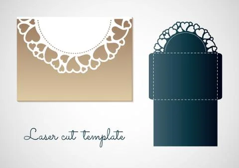 Openwork pattern of hearts. Vector Laser cutting template. Stock Illustration