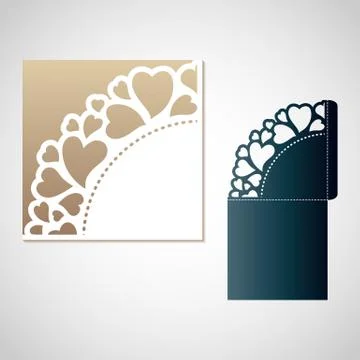Openwork pattern of hearts. Vector Laser cutting template. Stock Illustration