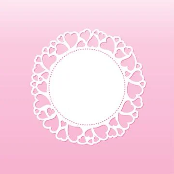 Openwork round  frame with hearts. Laser cutting vector template Stock Illustration