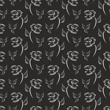 Openwork seamless pattern with abstract flowers. Stock Illustration