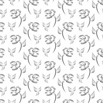 Openwork seamless pattern with abstract flowers. Stock Illustration