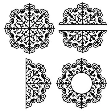 Openwork snowflake mandala stencil for postcard decor, vector illustration Stock Illustration
