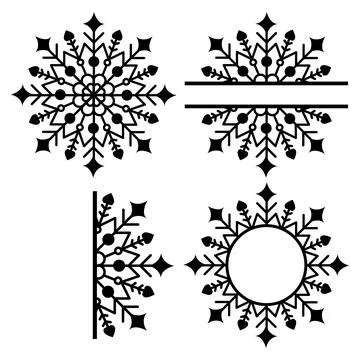 Openwork snowflake mandala stencil for postcard decor, vector illustration Illustrazione stock