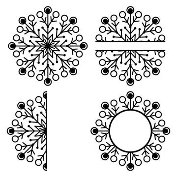 Openwork snowflake mandala stencil for postcard decor, vector illustration Stock Illustration