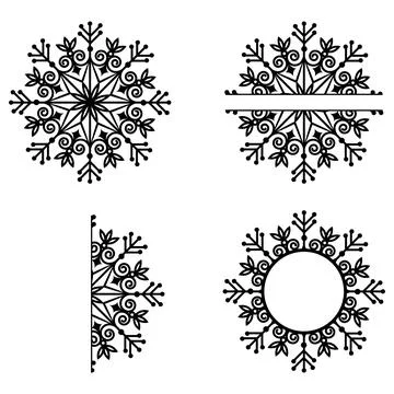 Openwork snowflake mandala stencil for postcard decor, vector illustration Stock Illustration