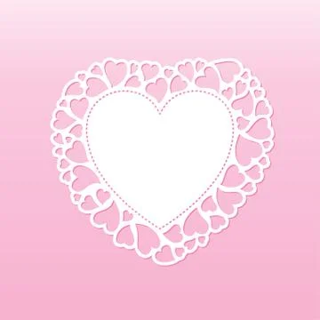 Openwork valentine card with small hearts. Laser cutting vector template. Stock Illustration