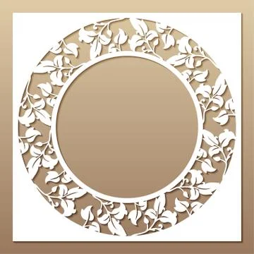 Openwork white frame with leaves. Stock Illustration