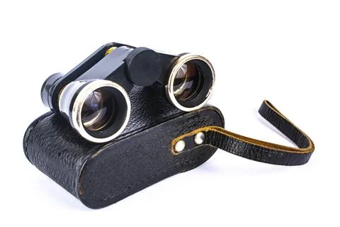 Opera binoculars with case isolated on white Stock Photos
