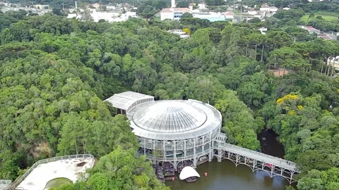 Ópera de Arame (Wire Opera House) aerial view in Curitiba, Brazil. Video stock 314531213