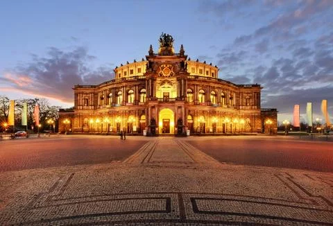 Opera in Dresden during sunset. Germany. Saxony. Stock Photos