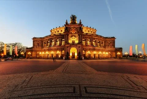Opera in Dresden in the evening. Germany Stock Photos