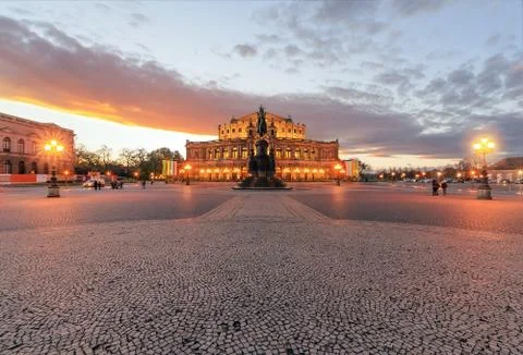 Opera in Dresden on the sunset. Germany Stock Photos