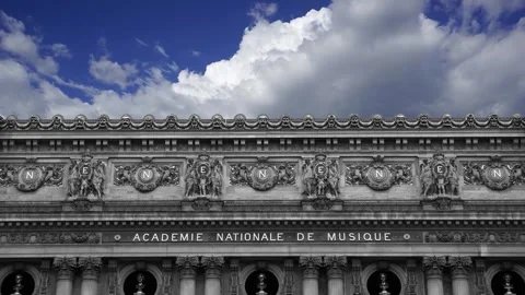 Opera Garnier (Garnier Palace)  against the sky with clouds, Paris, France Stock Footage 255506957