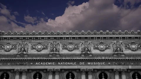 Opera Garnier (Garnier Palace)  against the sky with clouds, Paris, France Stock Footage 255506959