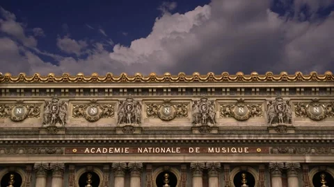 Opera Garnier (Garnier Palace)  against the sky with clouds, Paris, France Stock Footage 255506960