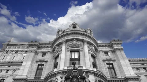 Opera Garnier (Garnier Palace)  against the sky with clouds, Paris, France Stock Footage 255506970