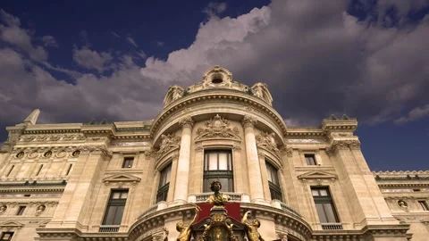 Opera Garnier (Garnier Palace)  against the sky with clouds, Paris, France Stock Footage 255506982