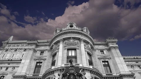 Opera Garnier (Garnier Palace)  against the sky with clouds, Paris, France Stock Footage 255506983