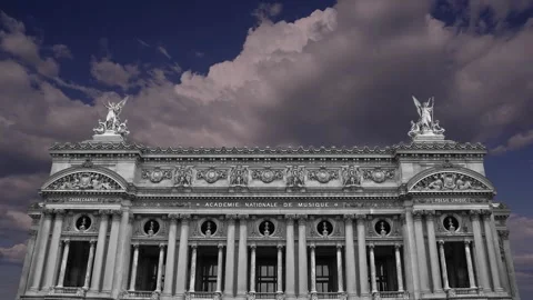 Opera Garnier (Garnier Palace)  against the sky with clouds, Paris, France Stock Footage 255506987