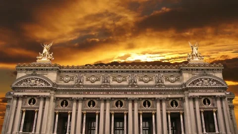 Opera Garnier (Garnier Palace)  against the sunset, Paris, France Stock Footage 265844470