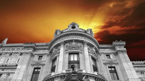Opera Garnier (Garnier Palace)  against the sunset, Paris, France Stock Footage 265844526