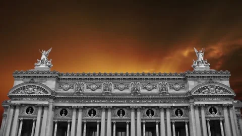 Opera Garnier (Garnier Palace)  against the sunset, Paris, France Stock Footage 265844536