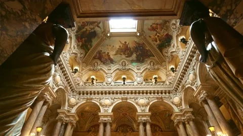 Opera Garnier, inside Paris Opera building. Famous landmark in France.  Stock Footage 221953584