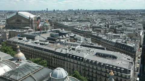 Opera Garnier rear view with cityscape, Paris in France. Aerial forward Stock Footage 219473781