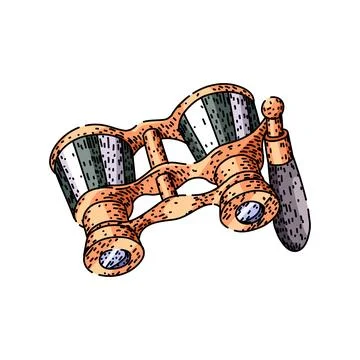 Opera glasses aiding performance viewing in theater Stock Illustration