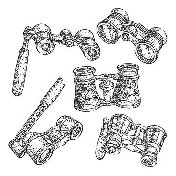 Opera glasses collection for theater performance viewing Stock Illustration
