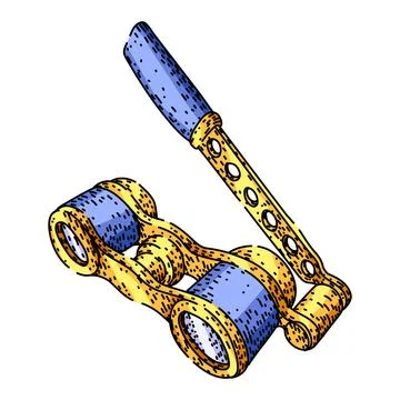 Opera glasses viewing performance at theatre or opera Stock Illustration
