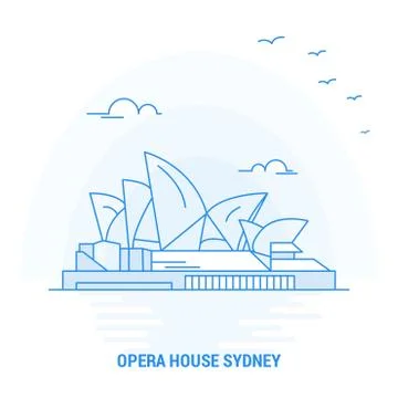 OPERA HOUSE Blue Landmark. Creative background and Poster Template Stock Illustration