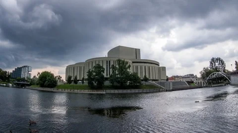 Opera House in Bydgoszcz - Time Lapse Video Stock Footage