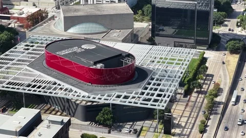 Opera house drum and symphony center rooftops in the Dallas Arts District aerial Stock-Footage 342487929