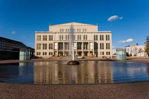 Opera house facade of leipzig Stock Photos