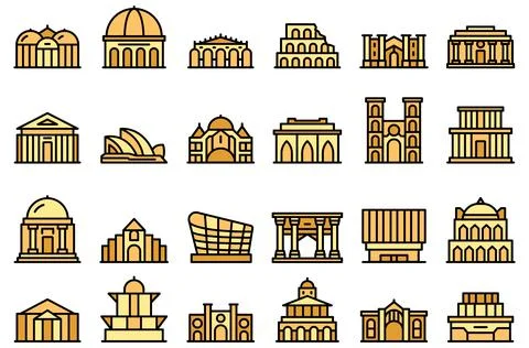 Opera house icons set vector flat Stock Illustration