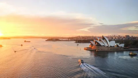 The Opera House, Landmark of Sydney city CBD on Harbour waterfront around Cir Stock Photos
