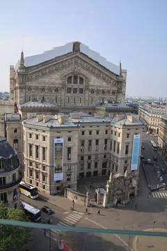 Opera House Paris Frontview from the platform of th rooftop of Gallery Lafayette Stock Photos