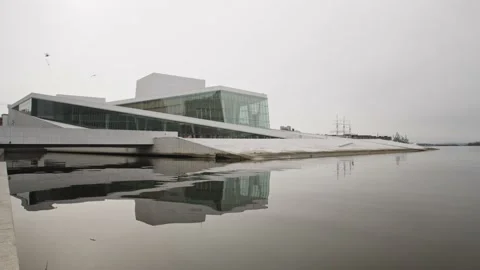 The opera of Oslo during the pandemic Video stock 135597581