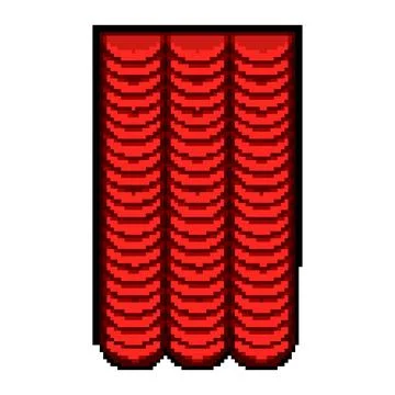 Opera red curtain pixel art vector illustration Stock Illustration