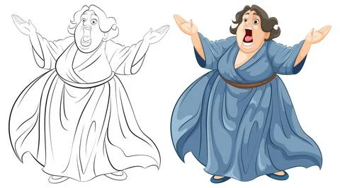 Opera Singer in Mid-Performance Stock Illustration