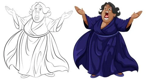 Opera Singer in Mid-Performance Stock Illustration