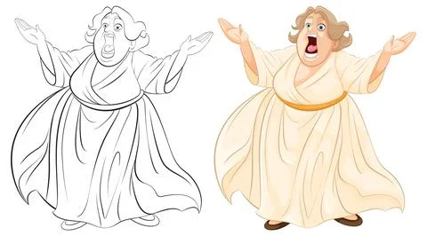 Opera Singer in Mid-Performance Illustration Stock Illustration