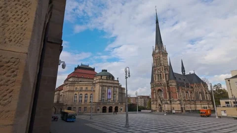 The opera square of Chemnitz, the European Capital of Culture 2025. Stock Footage 289727779