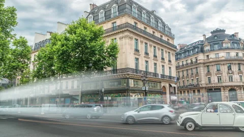 Opera square timelapse with traffic. It was built at the same time as the Opera Stock Footage 142275437