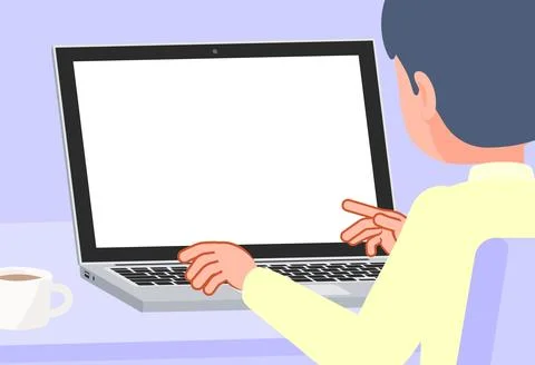 Operates the laptop Illustrazione stock