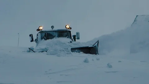 Operates a snowplow in the winter Stock Footage 127220784
