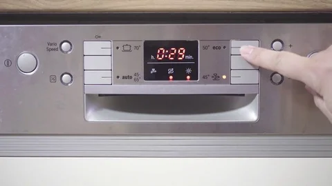 Operating and starting the dishwasher display Stock Footage 84142242