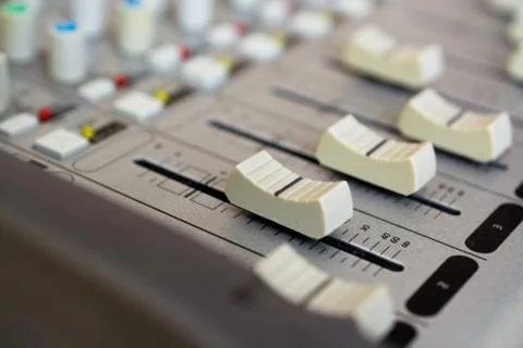Operating of the Audio Mixer. Stock Photos